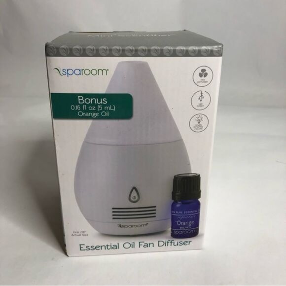 Sparoom Essential Oil‎ Mini Fan Diffuser w/ Light Mode, USB Cord & 2 Refill Pads - Picture 1 of 8